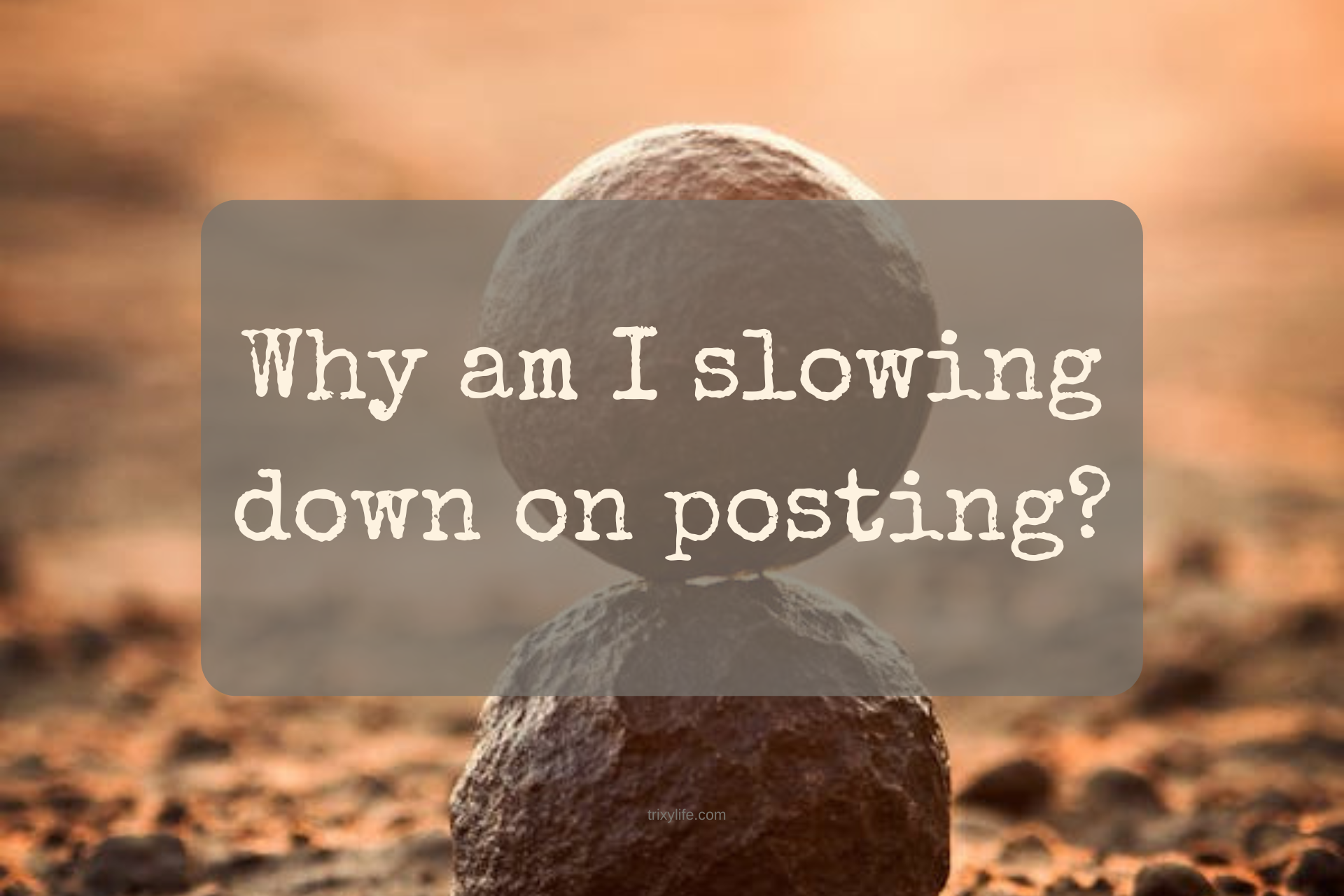 Why am I slowing down on posting?